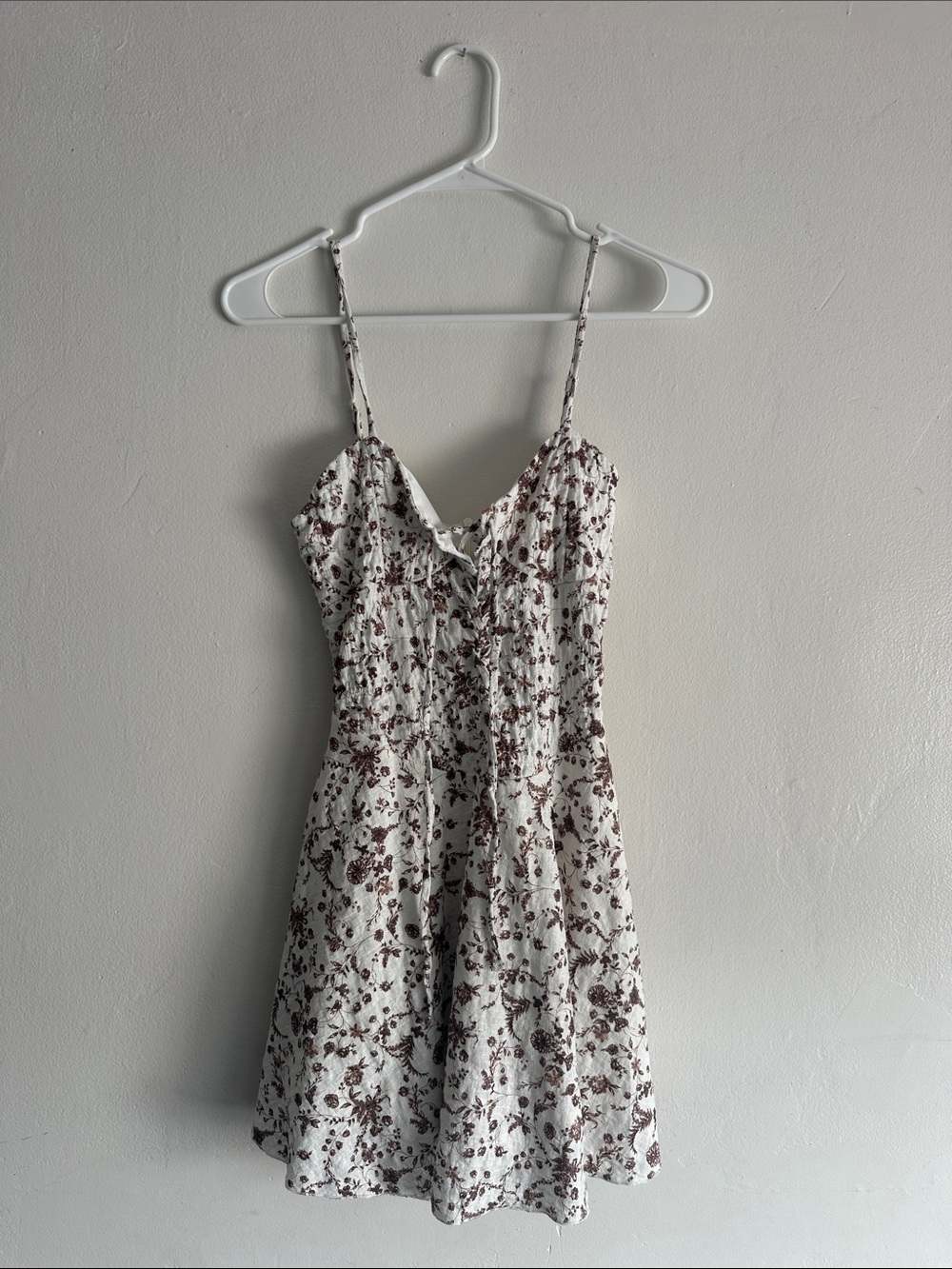 Tilly’s Full Tilt White Mini Dress with Brown Floral Print